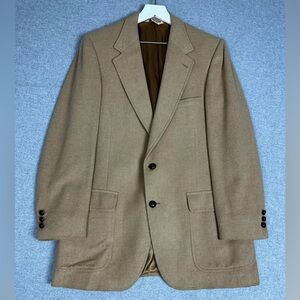 VTG 80s Barrister Collection Blazer Mens 40‎ Camel Tan 100% Camelhair Sport Coat